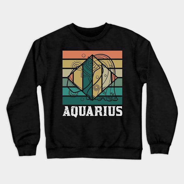 Aquarius Desing Zodiac Vintage Crewneck Sweatshirt by GrafDot